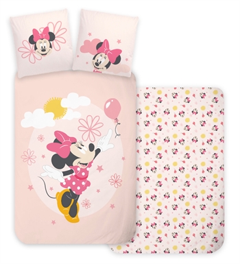 Billede af Minnie Mouse junior sengetøj - 100x140 cm - Minnie med ballon - Børne sengesæt i 100% bomuld hos Shopdyner.dk